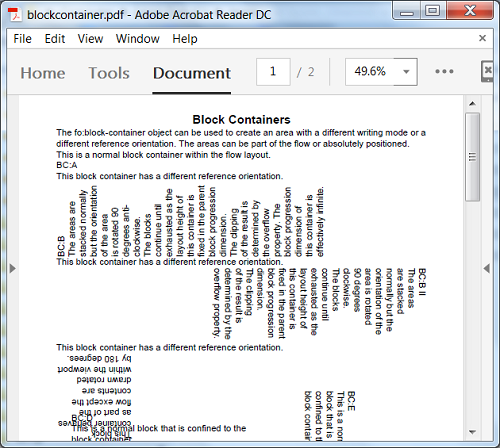 FOP Example - blockcontainer