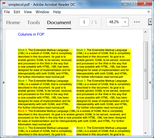 FOP Example - simplecol.fo