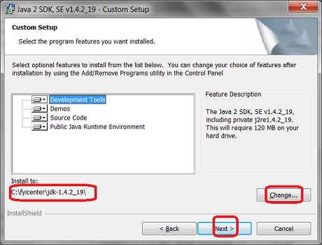 JDK 1.4 Installation Wizard Screen