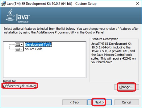 JDK 10 Installation Wizard Screen