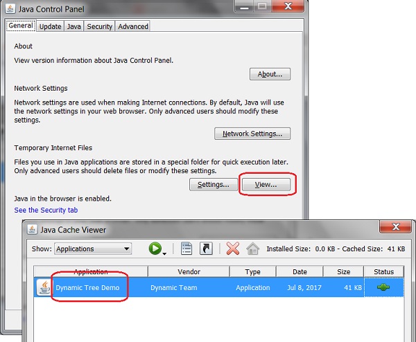 Use JavaWS to View Cached Applications in Java Control Panel